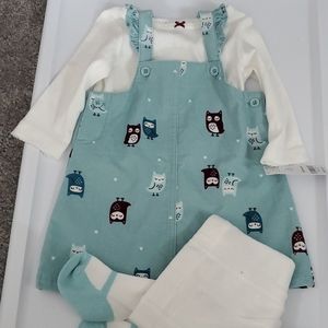 Carter Owl Dress with Tights